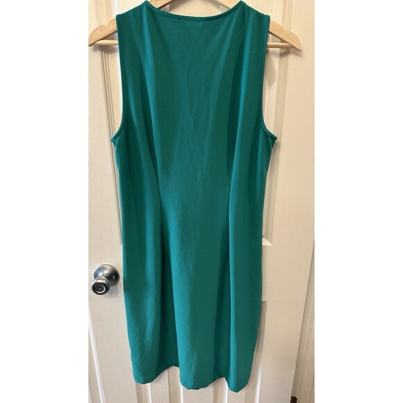 Boston Proper Green Sheath Gold Embroidery Sleeveless Front Zip Size S Small EUC - Picture 6 of 9